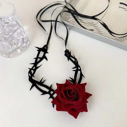 Gothic Black Lace Velvet Thorn Necklace For Women Fashion Punk Choker Necklace Halloween Party Chokers Necklaces Jewelry Gifts - ZOOMNSTORE