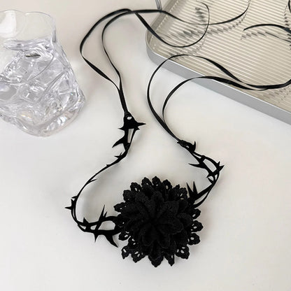 Gothic Black Lace Velvet Thorn Necklace For Women Fashion Punk Choker Necklace Halloween Party Chokers Necklaces Jewelry Gifts - ZOOMNSTORE