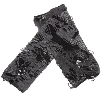 Halloween Broken Slit Gloves Black Ripped Holes Cosplay Gloves Adults Sexy Gothic Fingerless Gloves Fashion Accessories - ZOOMNSTORE