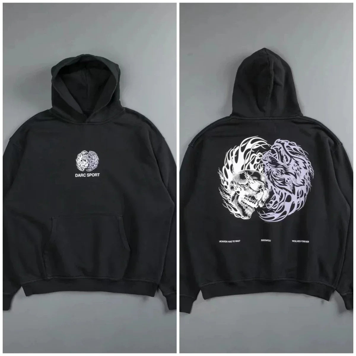 Gothic Harajuku Hoodie – Y2K Streetwear Oversized Pullover for Men | Retro Casual Sweatshirt - ZOOMNSTORE