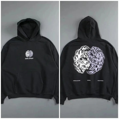 Gothic Harajuku Hoodie – Y2K Streetwear Oversized Pullover for Men | Retro Casual Sweatshirt - ZOOMNSTORE