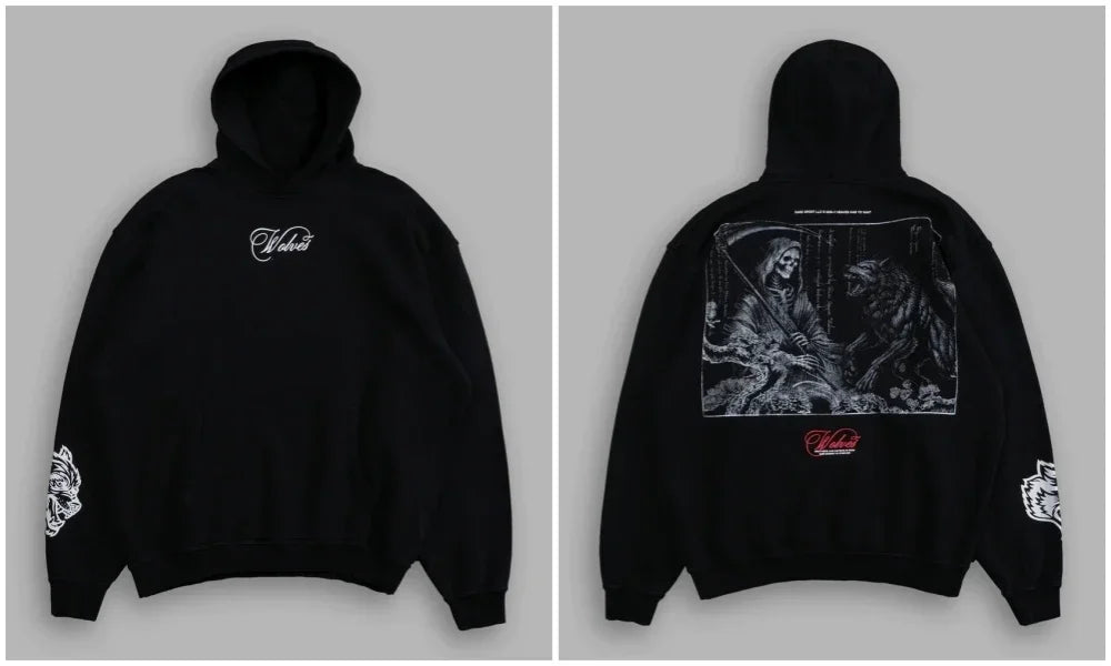 Gothic Harajuku Hoodie – Y2K Streetwear Oversized Pullover for Men | Retro Casual Sweatshirt - ZOOMNSTORE