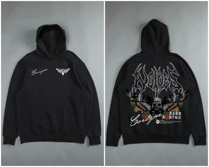 Gothic Harajuku Hoodie – Y2K Streetwear Oversized Pullover for Men | Retro Casual Sweatshirt - ZOOMNSTORE