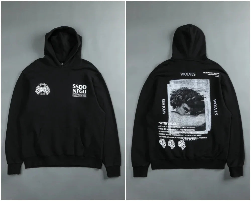 Gothic Harajuku Hoodie – Y2K Streetwear Oversized Pullover for Men | Retro Casual Sweatshirt - ZOOMNSTORE