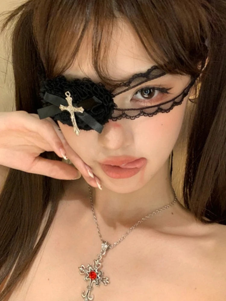 Gothic Lace Eye Mask - Womens Halloween Cosplay Accessory - ZOOMNSTORE
