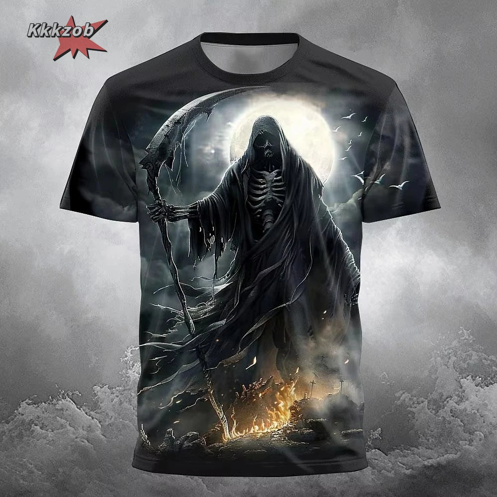 Gothic Skull T-Shirt - 3D Printed Casual Short Sleeve Top - ZOOMNSTORE