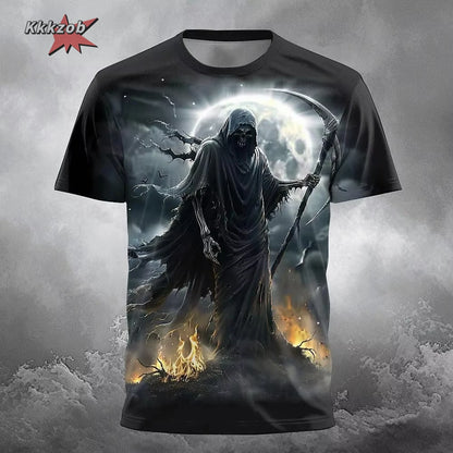 Gothic Skull T-Shirt - 3D Printed Casual Short Sleeve Top - ZOOMNSTORE