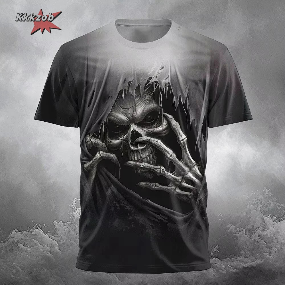 Gothic Skull T-Shirt - 3D Printed Casual Short Sleeve Top - ZOOMNSTORE
