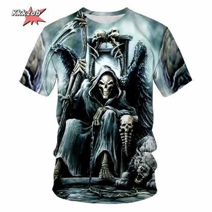 Gothic Skull T-Shirt - 3D Printed Casual Short Sleeve Top - ZOOMNSTORE
