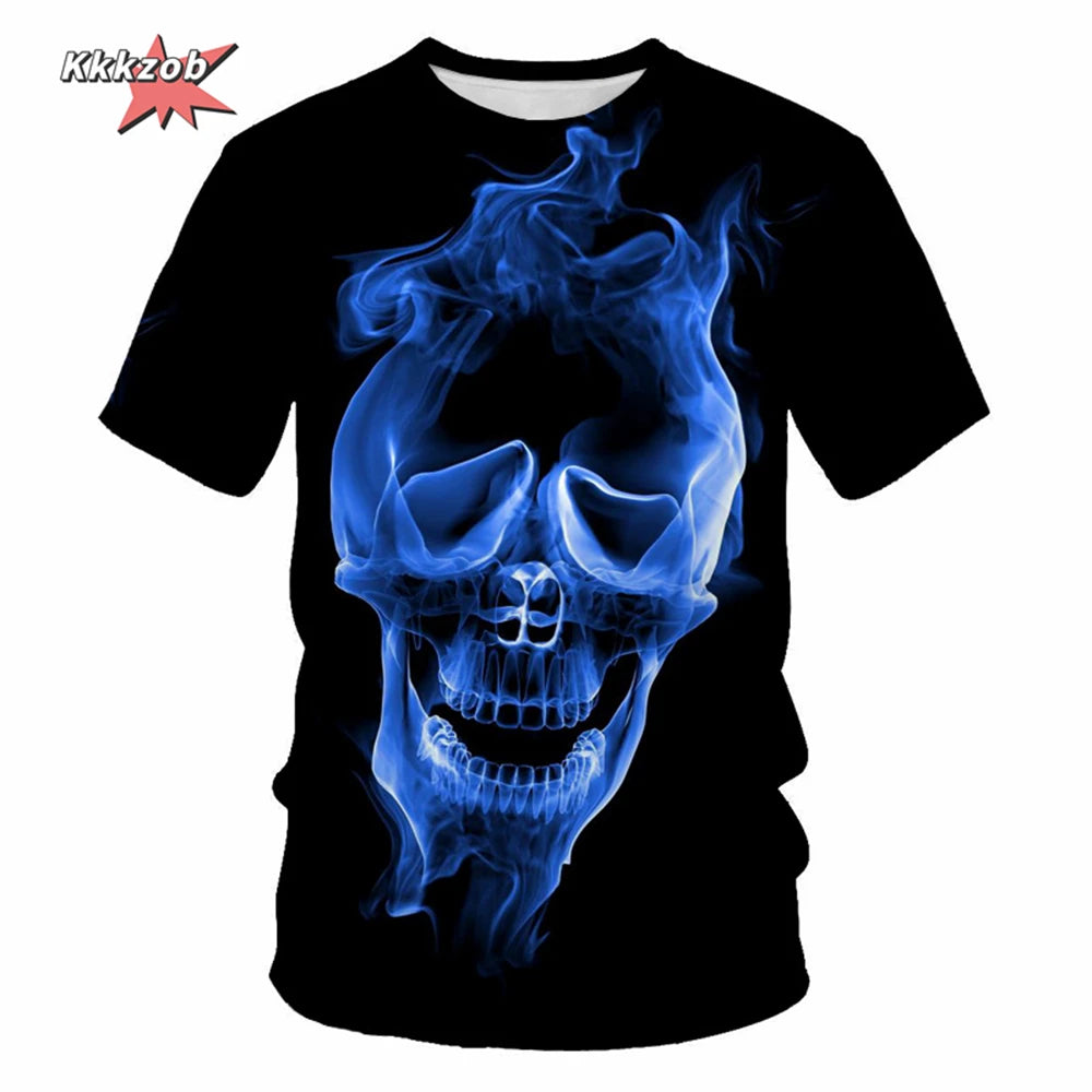 Gothic Skull T-Shirt - 3D Printed Casual Short Sleeve Top - ZOOMNSTORE