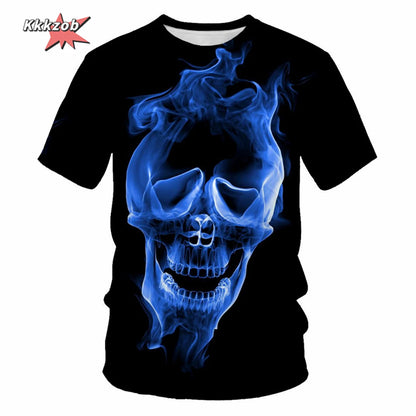 Gothic Skull T-Shirt - 3D Printed Casual Short Sleeve Top - ZOOMNSTORE