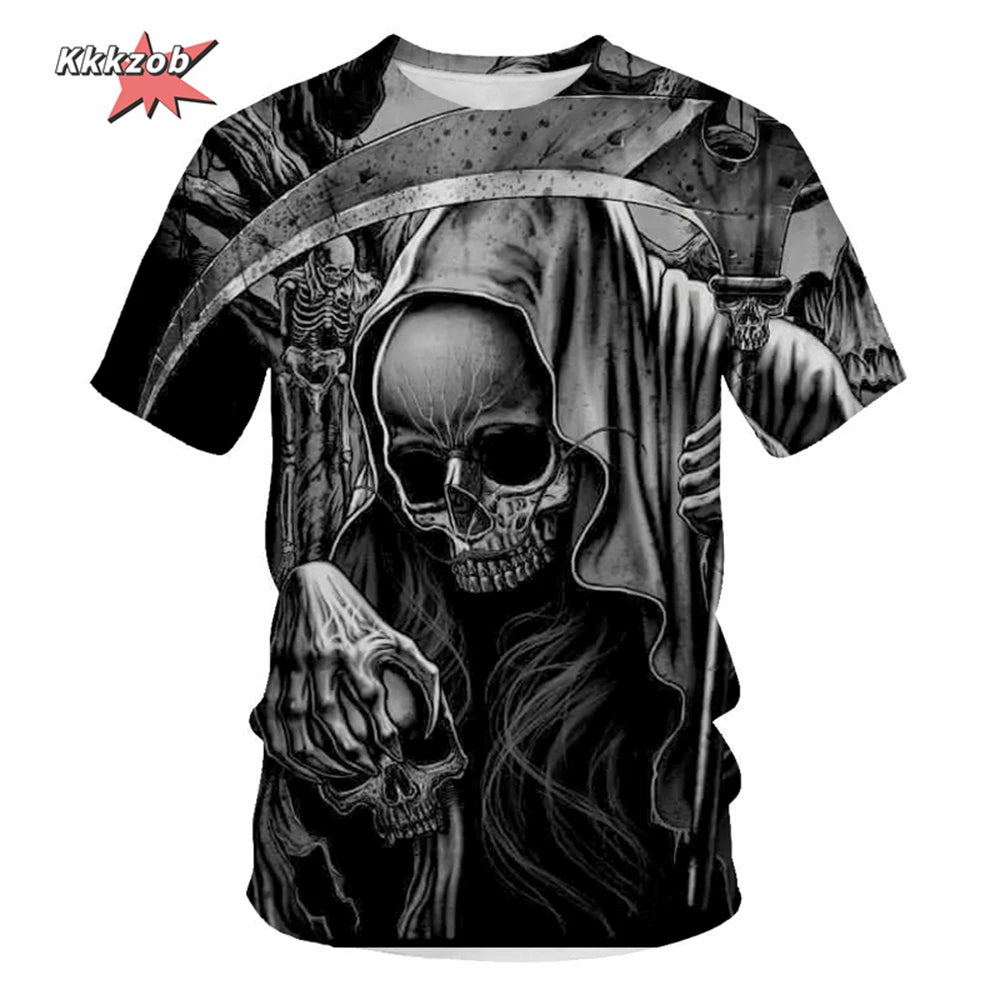 Gothic Skull T-Shirt - 3D Printed Casual Short Sleeve Top - ZOOMNSTORE