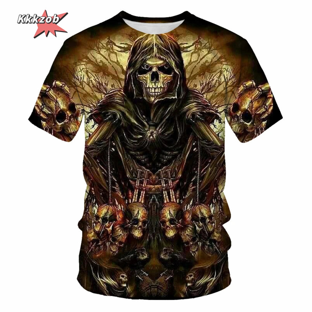 Gothic Skull T-Shirt - 3D Printed Casual Short Sleeve Top - ZOOMNSTORE