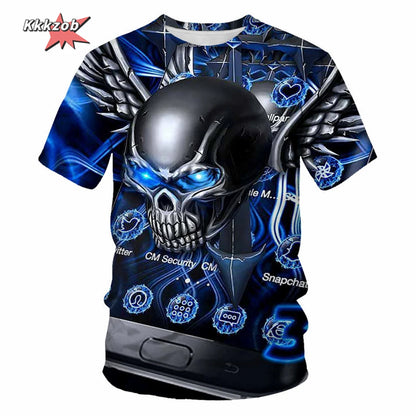 Gothic Skull T-Shirt - 3D Printed Casual Short Sleeve Top - ZOOMNSTORE