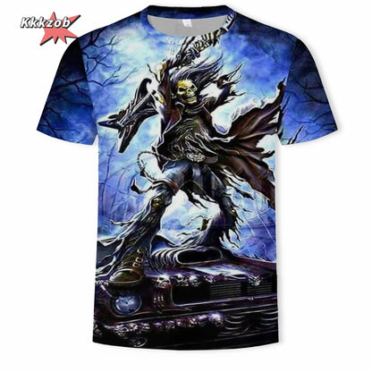 Gothic Skull T-Shirt - 3D Printed Casual Short Sleeve Top - ZOOMNSTORE