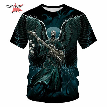 Gothic Skull T-Shirt - 3D Printed Casual Short Sleeve Top - ZOOMNSTORE