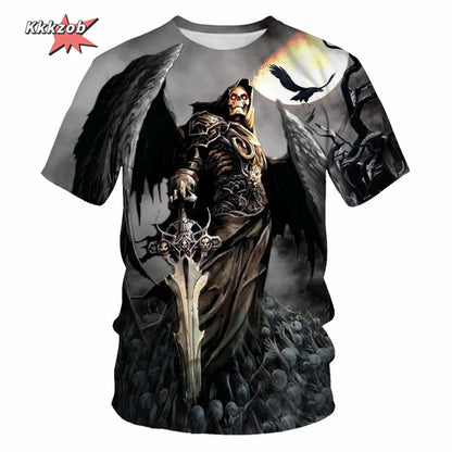 Gothic Skull T-Shirt - 3D Printed Casual Short Sleeve Top - ZOOMNSTORE