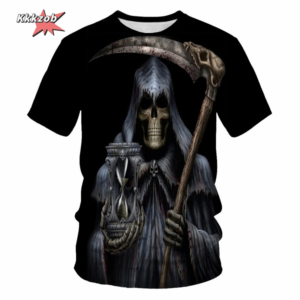 Gothic Skull T-Shirt - 3D Printed Casual Short Sleeve Top - ZOOMNSTORE