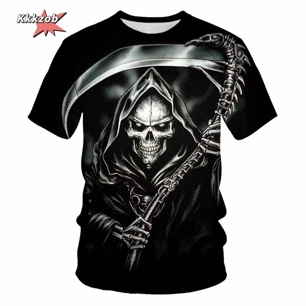 Gothic Skull T-Shirt - 3D Printed Casual Short Sleeve Top - ZOOMNSTORE