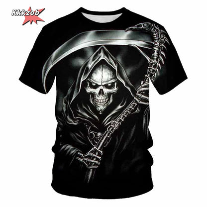 Gothic Skull T-Shirt - 3D Printed Casual Short Sleeve Top - ZOOMNSTORE