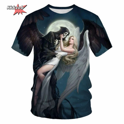 Gothic Skull T-Shirt - 3D Printed Casual Short Sleeve Top - ZOOMNSTORE