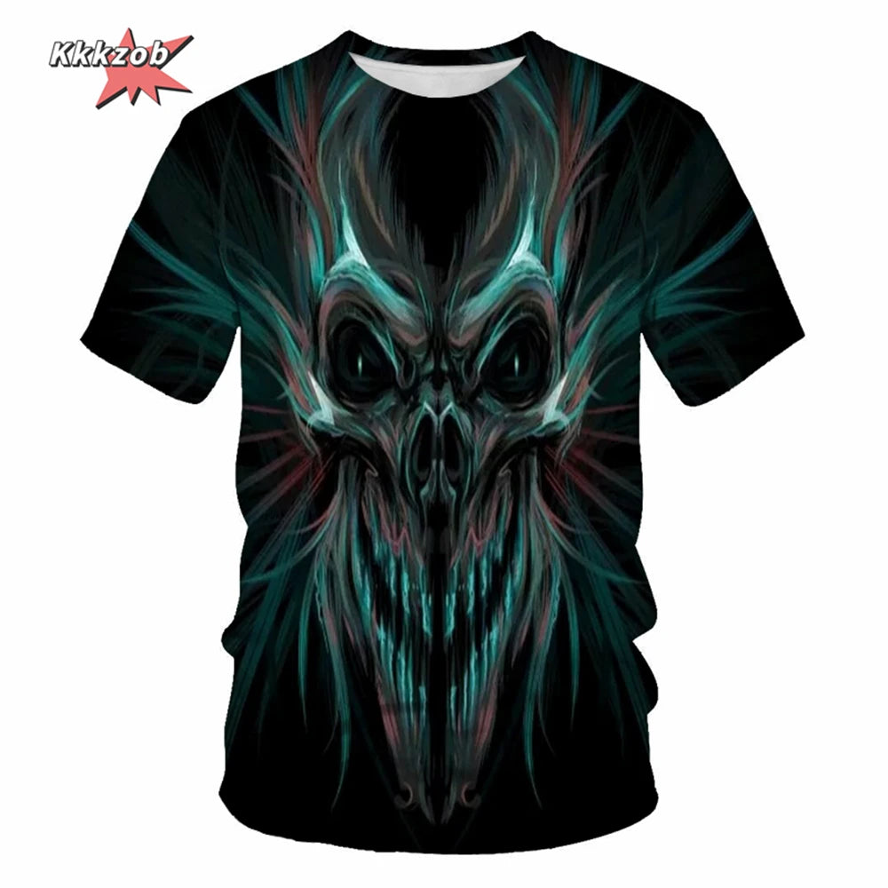 Gothic Skull T-Shirt - 3D Printed Casual Short Sleeve Top - ZOOMNSTORE