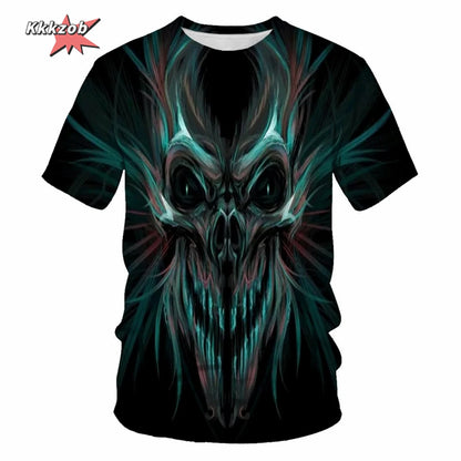 Gothic Skull T-Shirt - 3D Printed Casual Short Sleeve Top - ZOOMNSTORE