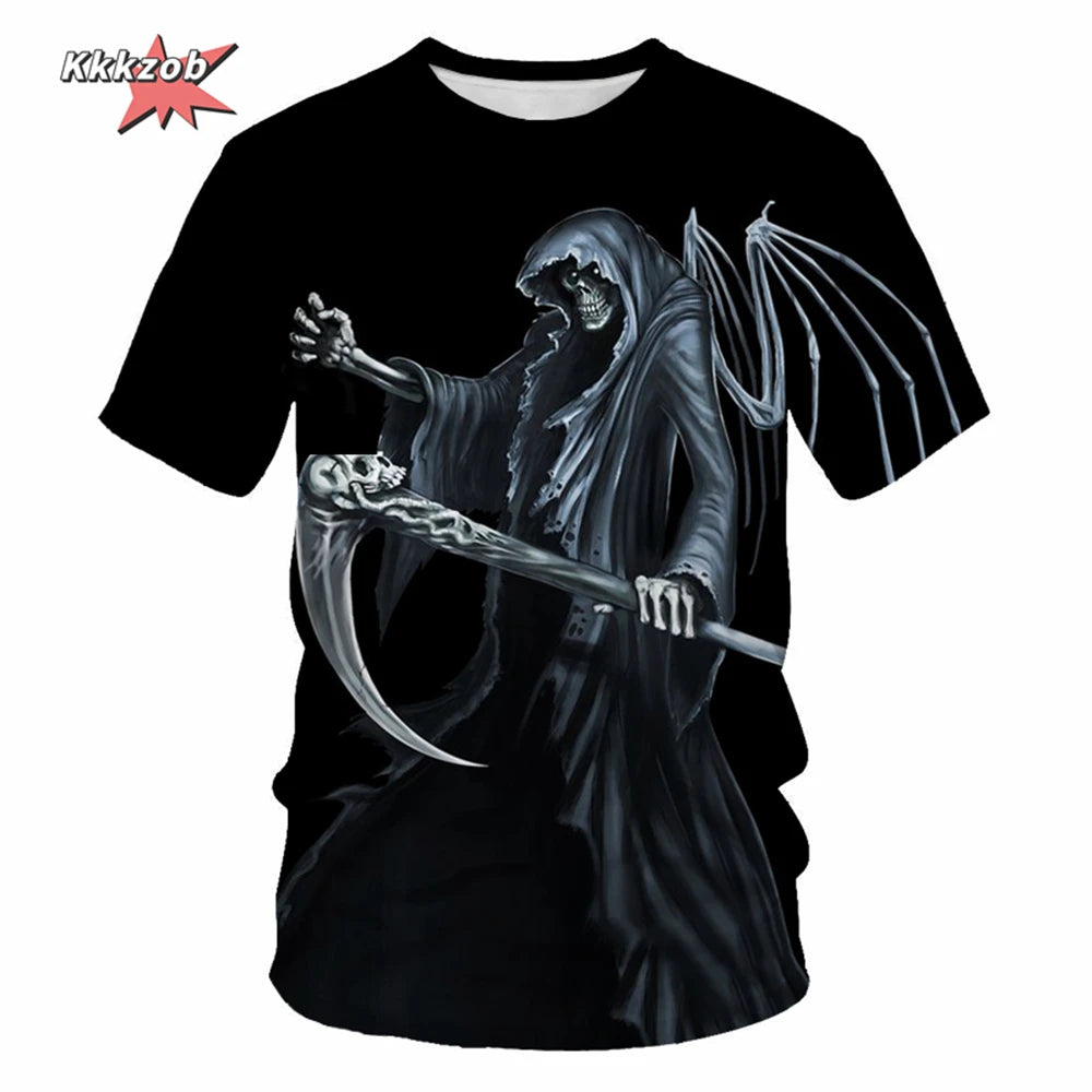 Gothic Skull T-Shirt - 3D Printed Casual Short Sleeve Top - ZOOMNSTORE