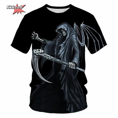 Gothic Skull T-Shirt - 3D Printed Casual Short Sleeve Top - ZOOMNSTORE