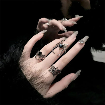 Gothic Punk Black Zircon Animal Spider Finger Rings for Women Creative Vintage Insect Rings Halloween Cool Stuff Party Jewelry - ZOOMNSTORE