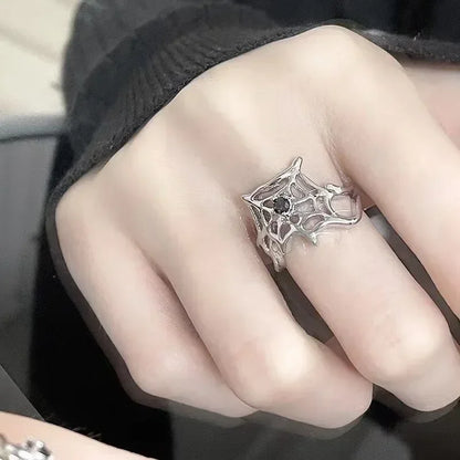 Gothic Punk Black Zircon Animal Spider Finger Rings for Women Creative Vintage Insect Rings Halloween Cool Stuff Party Jewelry - ZOOMNSTORE