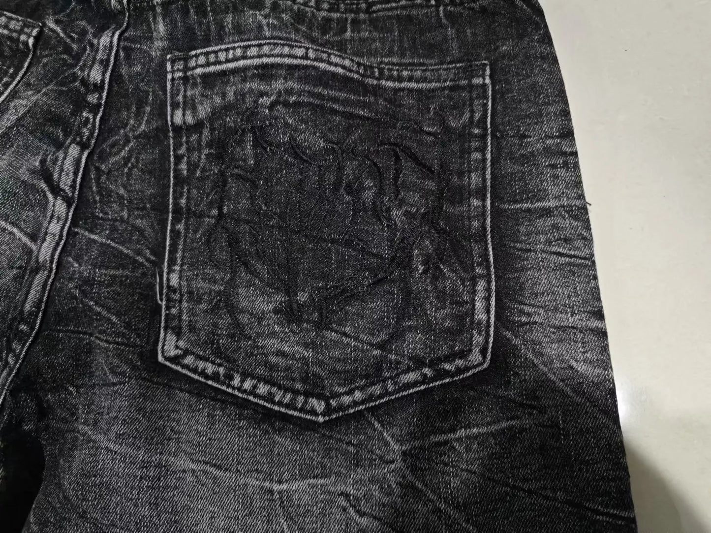Gothic Unisex Baggy Mopping Pants - Y2K Spider Embroidered High Street Hip Hop Jeans - ZOOMNSTORE