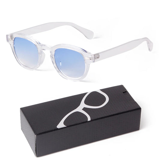 Gradient Blue Round Sunglasses - Vintage Tortoise Square Sun Glasses for Men and Women - ZOOMNSTORE