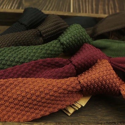 Gradient Knitted Tie - Mens Solid Color Slim Necktie - ZOOMNSTORE