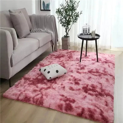 Gradient Silk Wool Non-Slip Bedside Rug - Machine Washable Carpet for Childrens Room  Living Room - ZOOMNSTORE