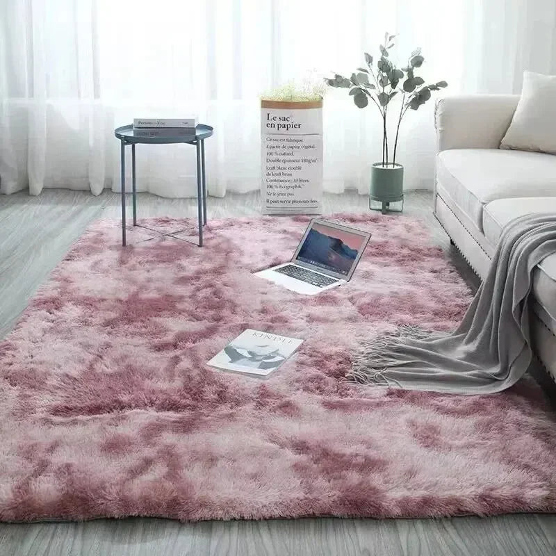 Gradient Silk Wool Non-Slip Bedside Rug - Machine Washable Carpet for Childrens Room  Living Room - ZOOMNSTORE