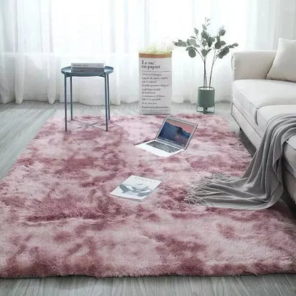 Gradient Silk Wool Non-Slip Bedside Rug - Machine Washable Carpet for Childrens Room  Living Room - ZOOMNSTORE