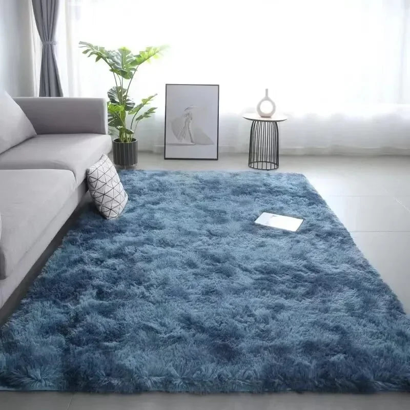 Gradient Silk Wool Non-Slip Bedside Rug - Machine Washable Carpet for Childrens Room  Living Room - ZOOMNSTORE