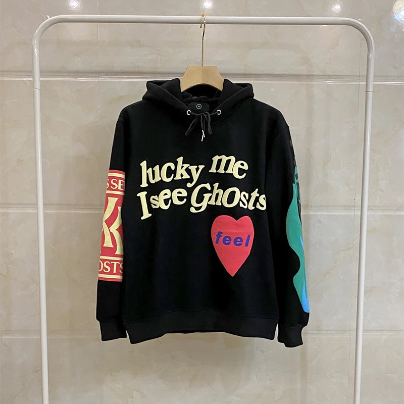 Graffiti Letter Foam Fleece Baggy Sweatshirts Men's Oversized High Street Casual Hooded Hoodie Unisex Pullover Loose Hoody - ZOOMNSTORE