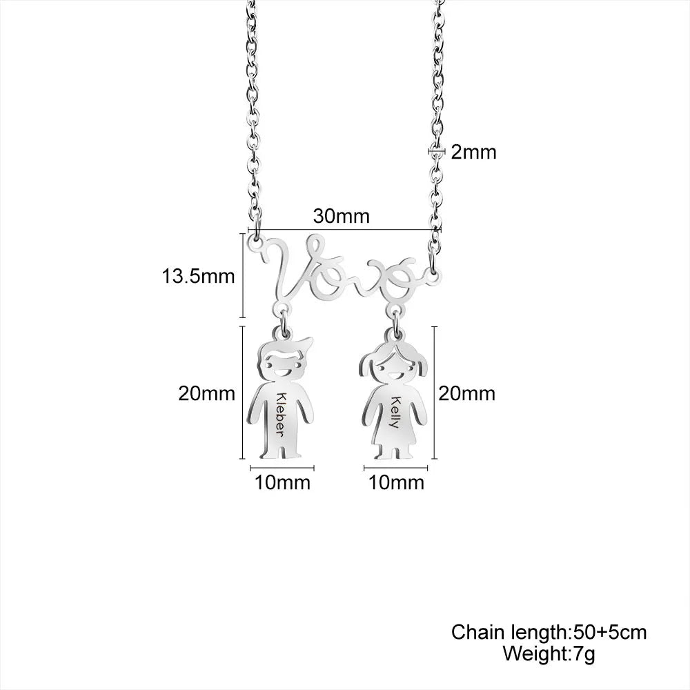 Grandmother Necklace Personalized Custom Name Pendant | Stainless Steel Jewelry Gift - ZOOMNSTORE