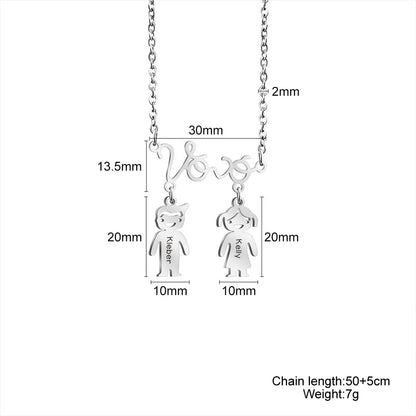 Grandmother Necklace Personalized Custom Name Pendant | Stainless Steel Jewelry Gift - ZOOMNSTORE