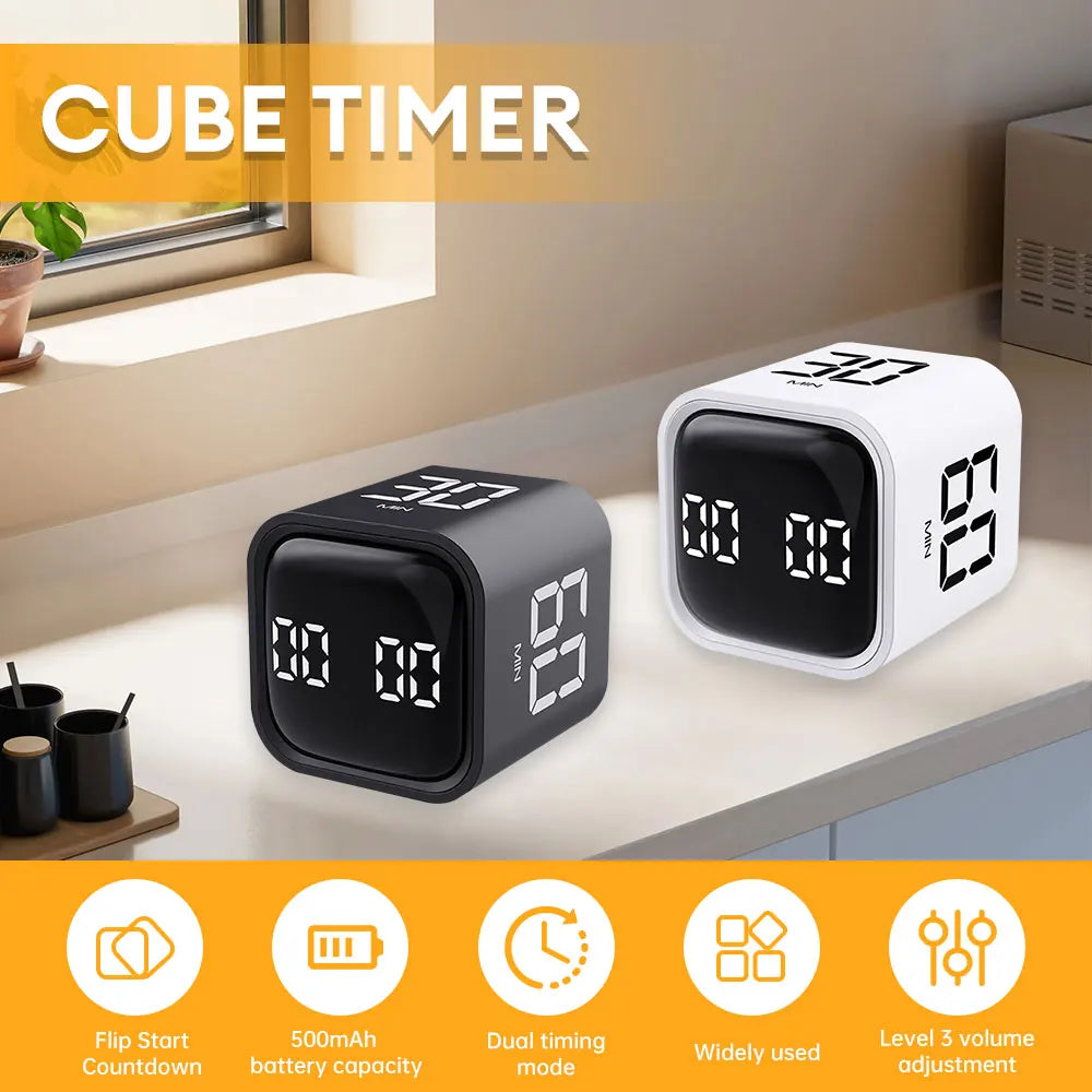 Gravity Sensor Timer - Digital Countdown Cube Timer Device with LED Display - ZOOMNSTORE