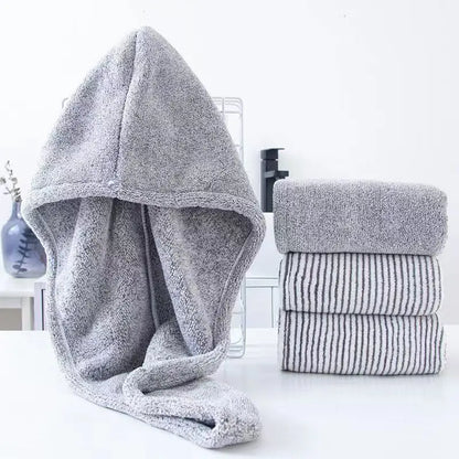 Wholesale of New Gray Bamboo Charcoal Dry Hair Caps, Soft Water Absorbing Shower Caps,home and Daily Dry Hair Towels - ZOOMNSTORE