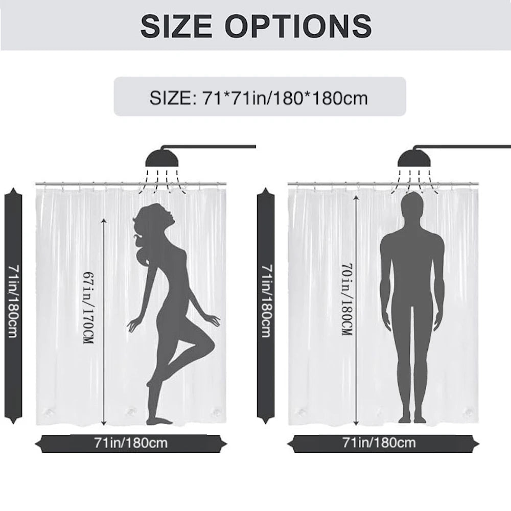 Lightweight Gray Shower Curtain Liner with Hooks - 71x71 Inch Plastic Bath Decor - ZOOMNSTORE