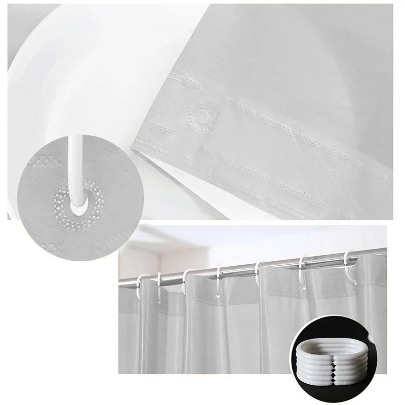 Lightweight Gray Shower Curtain Liner with Hooks - 71x71 Inch Plastic Bath Decor - ZOOMNSTORE