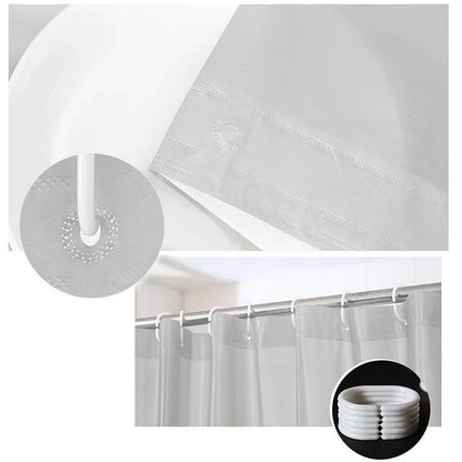 Lightweight Gray Shower Curtain Liner with Hooks - 71x71 Inch Plastic Bath Decor - ZOOMNSTORE