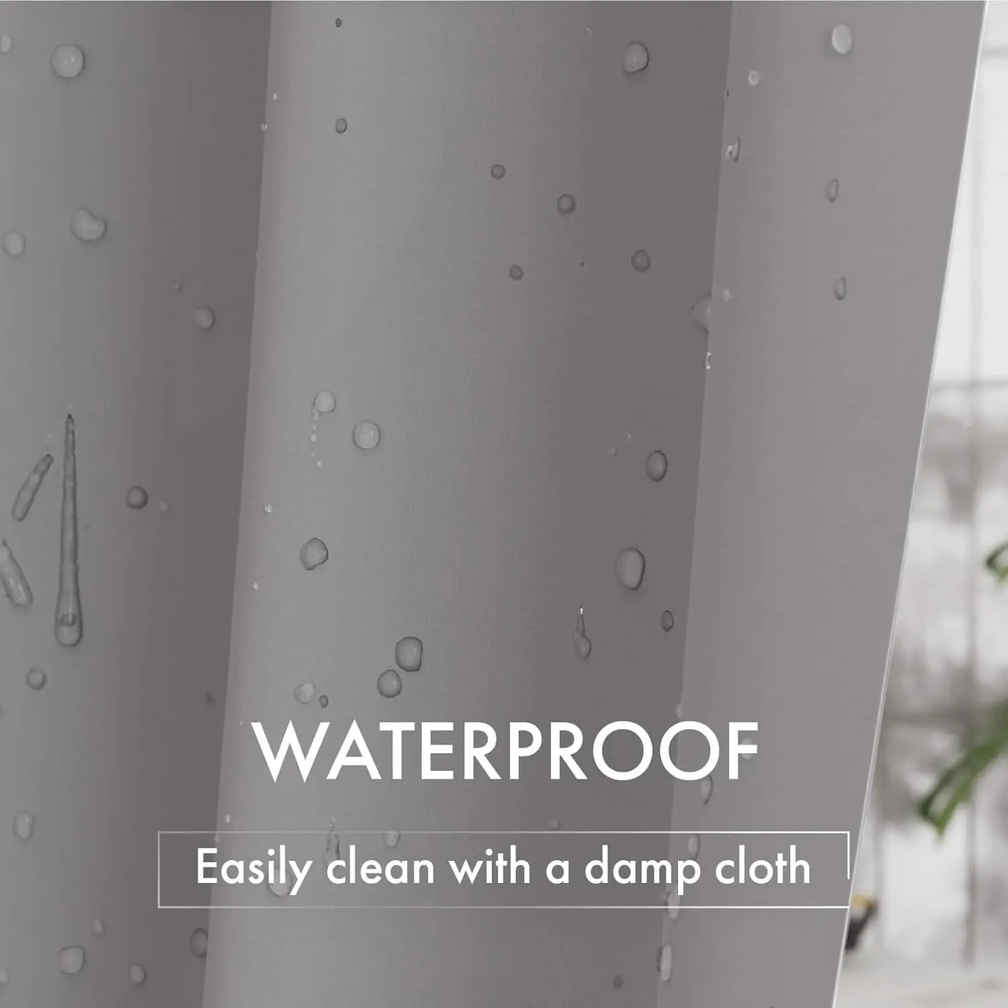 Lightweight Gray Shower Curtain Liner with Hooks - 71x71 Inch Plastic Bath Decor - ZOOMNSTORE