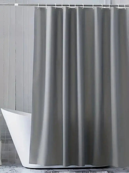 Lightweight Gray Shower Curtain Liner with Hooks - 71x71 Inch Plastic Bath Decor - ZOOMNSTORE