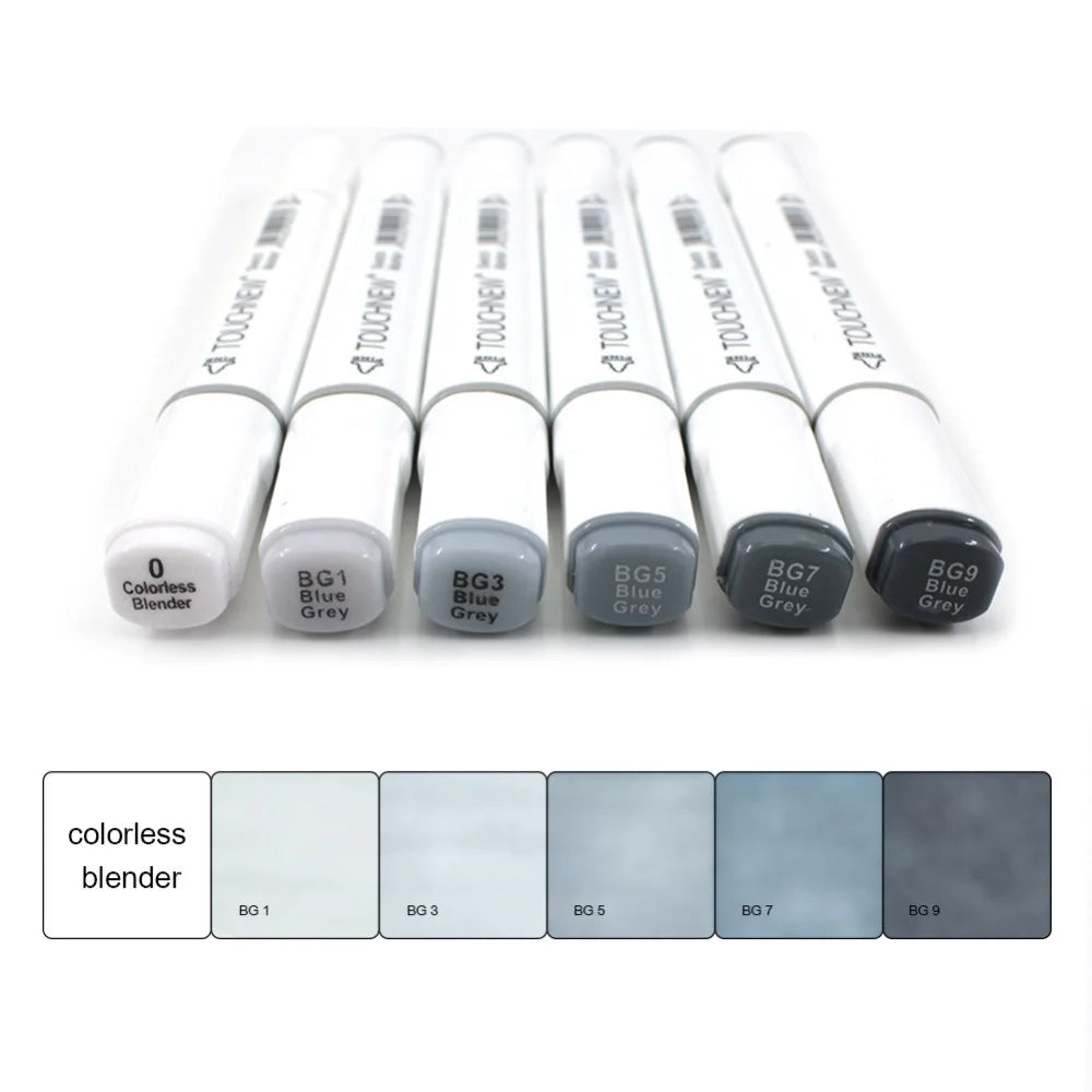6Pcs Grey Colors Art Markers Double-Tip Sketch Markers Alcohol Based Ink Tones Art Supplies - ZOOMNSTORE