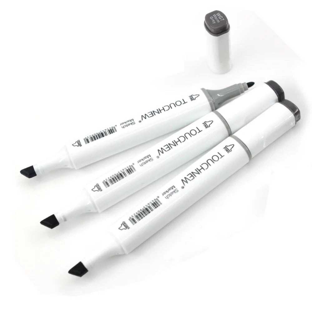 6Pcs Grey Colors Art Markers Double-Tip Sketch Markers Alcohol Based Ink Tones Art Supplies - ZOOMNSTORE